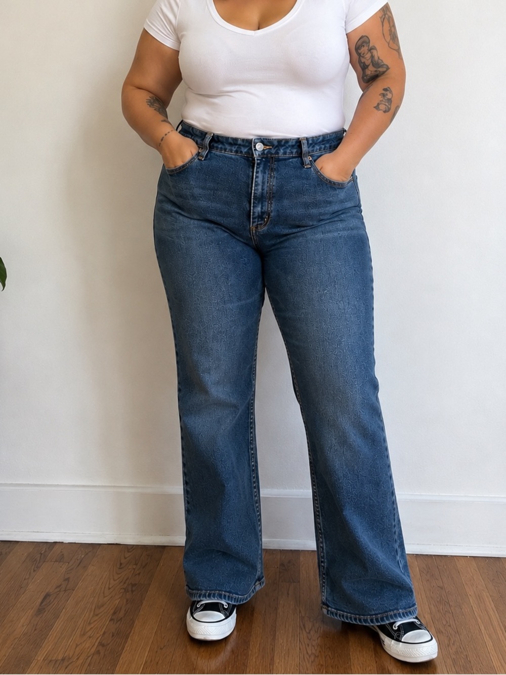 𝐁𝐮𝐧𝐝𝐥𝐞 𝐎𝐧𝐥𝐲* Dickies Women's Wide-Leg Jeans in Dark Blue Wash